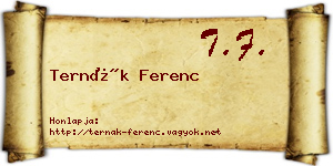 Ternák Ferenc névjegykártya